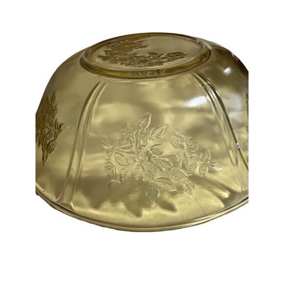 Vintage Federal Glass Amber Sharon Cabbage Rose Bowl Circa 1930's 8.5" - Picture 4 of 4